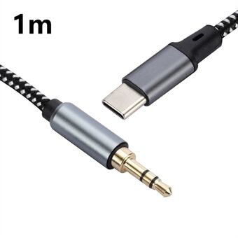 1m USB-C Hann til 3,5mm Hann Audio Adapter Kabel Fleksibel Hodetelefon Bil Stereo Tilkoblingsledning