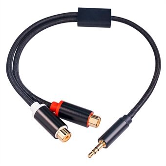 3687 3,5 mm hann til 2 RCA hunn stereolydkabel AUX-adapter for datamaskinhøyttaler