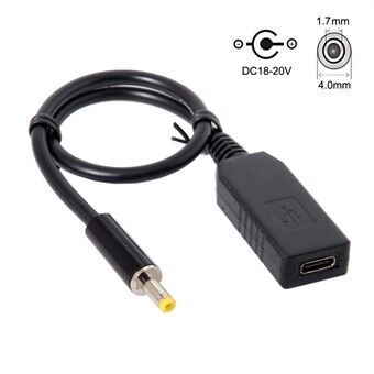 CY UC-101 USB-C Kvinne til 4.0*1.7mm Hann Strømplugg PD Emulator Trigger Ladekabel