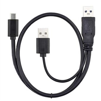 CY UC-125 USB Type-C til USB 3.0 hann og USB 2.0 Dual Power Data Y-kabel for bærbar datamaskin og harddisk