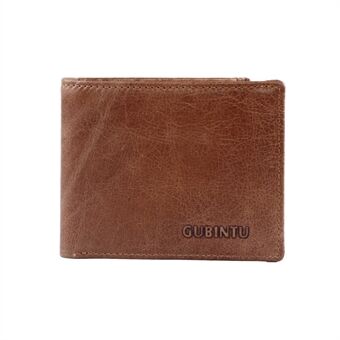 GUBINTU menns vintage-stil kort lommebok topplag ekte skinn bi-fold veske - brun