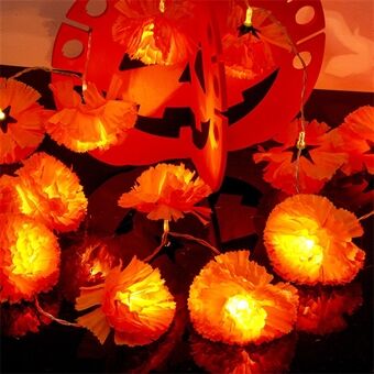 1,5m 10 LED Dahlia Fairy Lights Batteridrevne Lysslynge Halloween Kirkegårdsdekorasjon