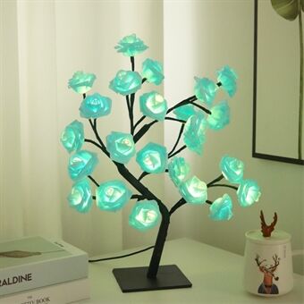 Kunstig roseblomst LED-nattlampe drevet av USB PP+Harpiks dekorativ lampe med avtakbar base