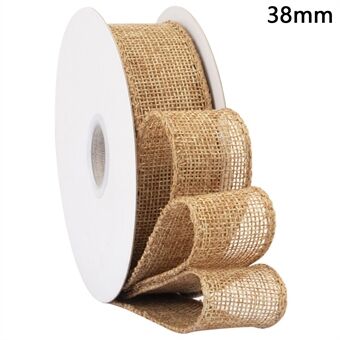 38mm bredde kunstig jute bånd med ståltrådskant til julegaveinnpakning DIY håndverk innpakningsmateriale