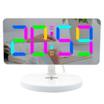 TS-3001X-B Speiloverflate Digital LED Klokke 15W Telefon Trådløs Lader RGB Nattlys