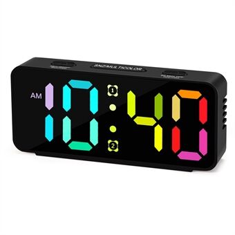 YF2024 Dobbel Alarm 15 RGB Farger LED Speiloverflate Klokke Mini Student Bordklokke Digital Klokke