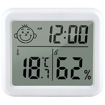 0,8 cm Ultra Tynt Digitalt Termometer Smiley Ansikt LCD-skjerm Hygrometer for Hjem Kontor