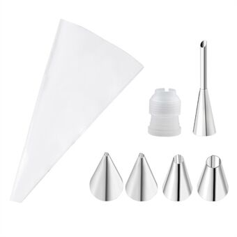 7 stk / sett Icing Piping Nozzle Puff Cream Injector med Pastry Bag Christmas Cake Decorating Tools (Ingen FDA-sertifikat)