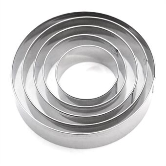 5PCS Bakeformer 430 rustfritt stål terteformer sett for kake mousse (BPA-fri, ikke FDA-godkjent)