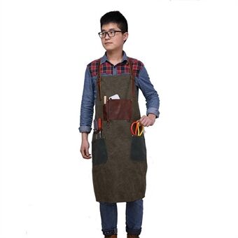 Wear Resistant Vintage Canvas Apron Waterproof Bib Multi-tool Pocket Apron for Men