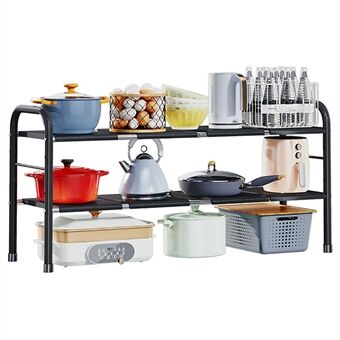 006-SCX-6856-8BK Under Sink Organizer Utvidbar Skapshylle med 8 paneler, Utvidbar til 67-82cm