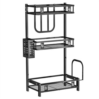 006-6374 3-Tiers Krydderstativ i metall med kjøkkenkrukker og bestikkholder.