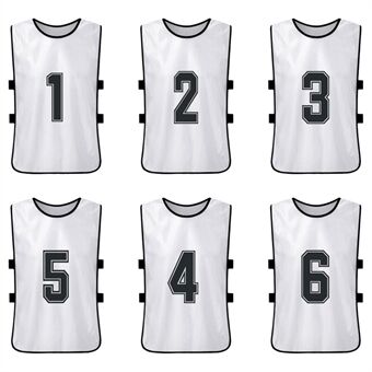 6 STK Fotball Pinnies Sport Trening Nummererte smekker Quick Team Trening Øvingsvest for Barn Ungdom Voksen Sport Basketball Fotball Fotball Volleyball - Størrelse: M / Hvit