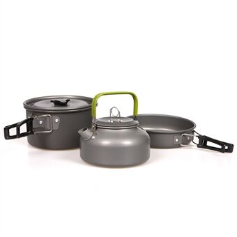 HALIN Outdoor Camping Picnic Pot + Pan + Tekanne Kokekarsett for 2-3 personer