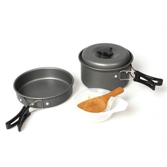 Outdoor Camping Vandring Piknik kokekar med gryte + panne + bolle osv. Kokesett for 1-2 personer