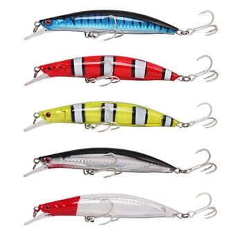 XY-614 5 stk / sett Livaktig Abborfiske Agn Hard ABS Støpt Lokkende Synkende Crankbait med Dobbeltkroker