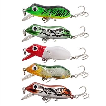 XY-605 5 stk / Sett Topwater Frø Fiskeagn Hard ABS Imitasjon Frø Crankbait Utstyr med Dobbel Kroker