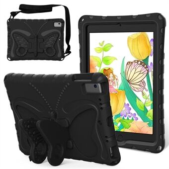 For iPad Air (2013) / Air 2 / iPad 9.7-tommers (2017) / (2018) EVA-etui med sommerfugl-stativ for nettbrett med skulderrem.