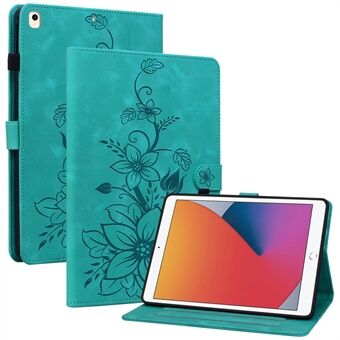 For iPad Air (2013) / Air 2 / iPad 9.7-tommers (2017) / (2018) nettbrett stativ etui i skinn med trykt blomst