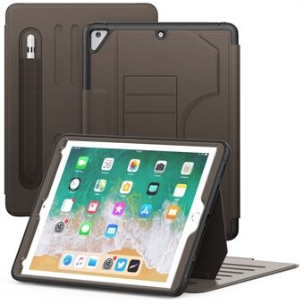 For iPad 9.7-tommers (2018) / (2017) / iPad Pro 9.7-tommers (2016) / iPad Air 2 Deksel i skinn med automatisk vekke-/sovemodus for nettbrett