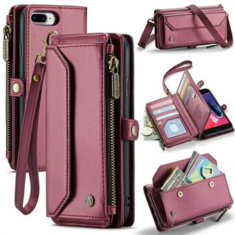 CASEME C36-serien for iPhone 6 Plus / 6s Plus / 7 Plus / 8 Plus Etui i skinn med skulderreim og lommebokfunksjon.