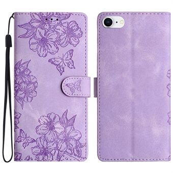 For iPhone 6 / 6s / 7 / 8 4,7 tommer / SE (2020) / SE (2022) Etui Sakura Fjærtrykk Lær Lommebok Støtte Telefonomslag