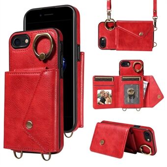 002 For iPhone SE (2022) / SE (2020) / iPhone 8 / 7 / 6s / 6 Etui Lær TPU Crossbody Telefondeksel Kort Holder