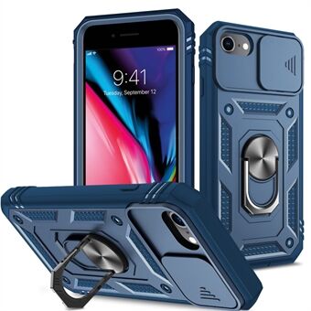 Ring Stativ Hard PC-rygg + myk TPU- Edge støtsikker veske med kameradeksel for iPhone 6/7/8 4,7 tommer