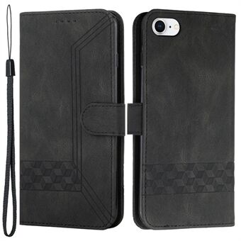 YX 0010 Skin-touch Føl Stand funksjon Støtsikker Rhombus og linjer preging PU Leather + TPU lommebok telefonveske for iPhone 6/7/8 / SE (2. generasjon)