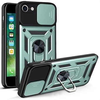 Kamera Slide Cover Ring Holder Kickstand Design PC + TPU fallsikkert telefondekselveske for iPhone SE (2. generasjon) / 7 4,7 tommer / 8 4,7 tommer