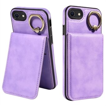 004 For iPhone SE (2022) / SE (2020) / iPhone 8 / 7 Etui Skinn+TPU Telefondeksel med Kortholder og Ringstativ