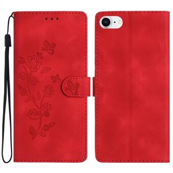 Telefonveske for iPhone 6 / 6s / 7 / 8 / SE (2020) / SE (2022) Flower Imprint PU-skinndeksel med Stand