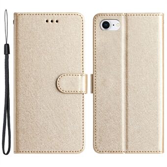 For iPhone 6 / 6s / 7 / 8 / SE (2020) / SE (2022) Stand PU-skinndeksel Silk Texture Lommebokveske med håndleddsstropp