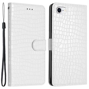 Flip-deksel for iPhone 6 / 6s / 7 / 8 Crocodile Texture Stand Telefon PU-skinn lommebokveske med håndstropp