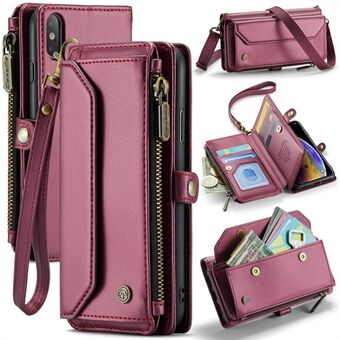 CASEME C36-serien for iPhone X / XS Crossbody-etui RFID-blokkerende PU-lær glidelåsdekse