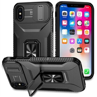 For iPhone X / XS Etui med Kameradeksel Slider, PC+TPU Rustning Mobilskall