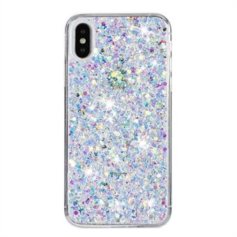 For iPhone X / XS Etui Epoxy Telefondeksel Glitrende Pulver TPU Telefon Skall