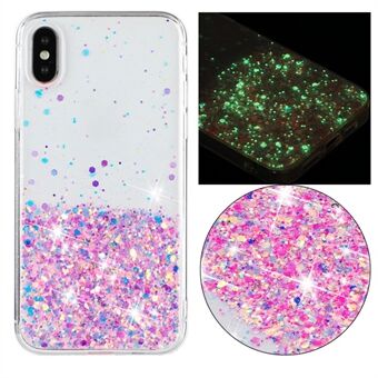 TPU-telefondeksel til iPhone X / XS 5,8 tommer. Motstandsdyktig mot riper med et glitter-sparkle design og lyssensitivt telefonskall.