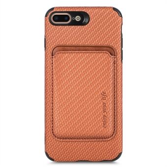 For iPhone 7 Plus/8 Plus 5,5 tommer Anti-sjokk karbonfibertekstur Avtakbar telefonveske Magnetisk kortholder Funksjon PU-skinn + TPU + PVC-beskytter