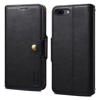 DENIOR for iPhone 7 Plus / 8 Plus lommebok-etui med kortlomme kuskinn tekstur i PU-skinn-vendbart deksel