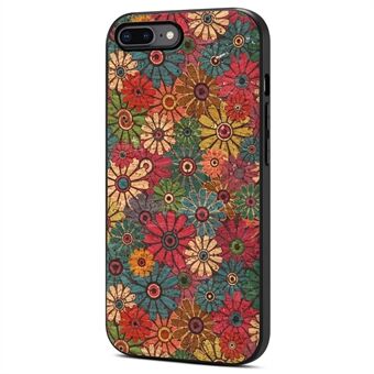 For iPhone 7 Plus / 8 Plus-deksel TPU+PC+PU Blomstermønster Trykket Telefondeksel