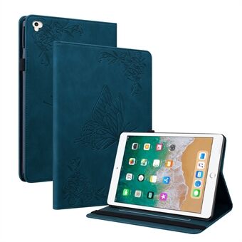 Betraktningsstativ Butterfly-blomstermønster preget Stand med elastisk bånd for iPad 9,7-tommer (2018) / iPad 9,7-tommer (2017) / iPad Air 2 (iPad 6) / iPad Air (iPad 5)