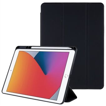 For iPad 9.7-inch (2017)(2018) Strong Magnetic Adsorption Cover Trifold Stand PU Leather Hard Acrylic Detachable Protective Case with Pencil Holder