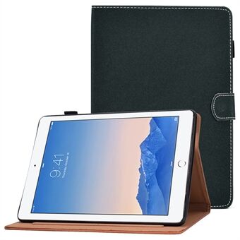 For iPad Air 2 / Air (2013) / iPad 9,7-tommers (2017) / (2018) Ensfarget støtsikker veske Syt folio flip-deksel Magnetisk lukking nettbrettskinnveske med Stand / kortspor