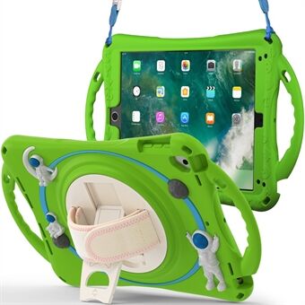 For iPad 9,7-tommer (2017) / (2018) / iPad Pro 9,7 tommer (2016) / iPad Air (2013) / Air 2 Kickstand Tablet Case Astronaut PC+Silicon Cover med håndstropp / skulderstropp