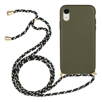 For iPhone XR 6.1 tommer nedbrytbart hveteavfallsmykt TPU-beskyttelsesdeksel med multifunksjonsrem