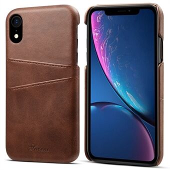 Scratch PU-skinnbelagt PC-deksel Telefonbakdeksel Anti-ripe telefonbeskytter med kortholdere for iPhone XR 6,1 tommer