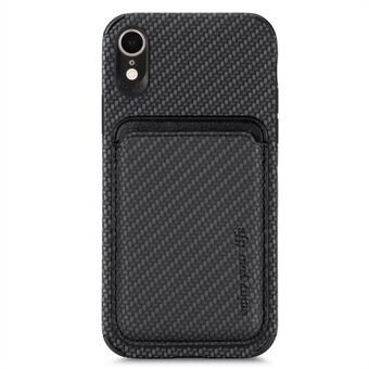 For iPhone XR 6,1 tommers karbonfiber godt beskyttet mobiltelefonveske Tekstur PU-skinn + TPU + PVC-skall med avtakbar magnetisk kortholder