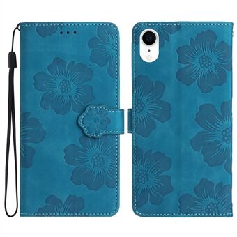 For iPhone XR 6,1 tommers blomstermønster Anti-slipp telefonveske PU lær Stand lommebokdeksel