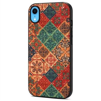 For iPhone XR-etui i PU-skinn + PC + TPU med blomstermønster, fritt fall-telefondeksel.